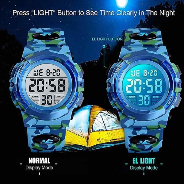 IG Pojkar vattentät casual elektronisk analog färg LED watch med Ljusblå