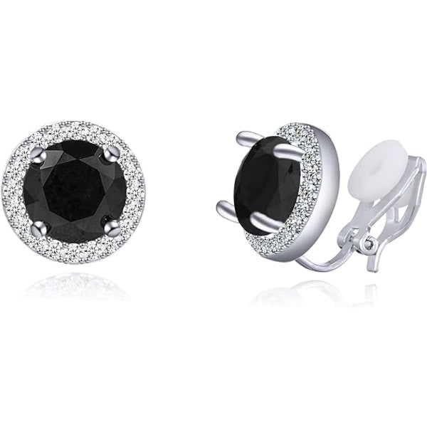 IC 8MM Kvadratiske Krystal Zirconia Clip-On Øreringe, Runde Øreringe Uden Huller Til Kvinder, Piger