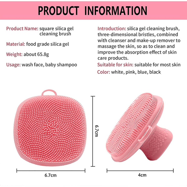 Silikon ansiktsrensesvamp, vanntett manuell ansikts- og rensesvamp (rosa)