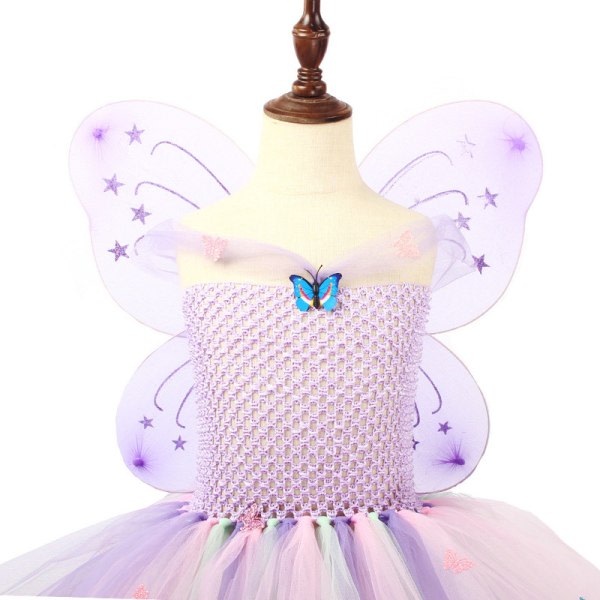 Tutu Fairy Kostym för flickor, 4st Fairy Wings Outfit Pink S