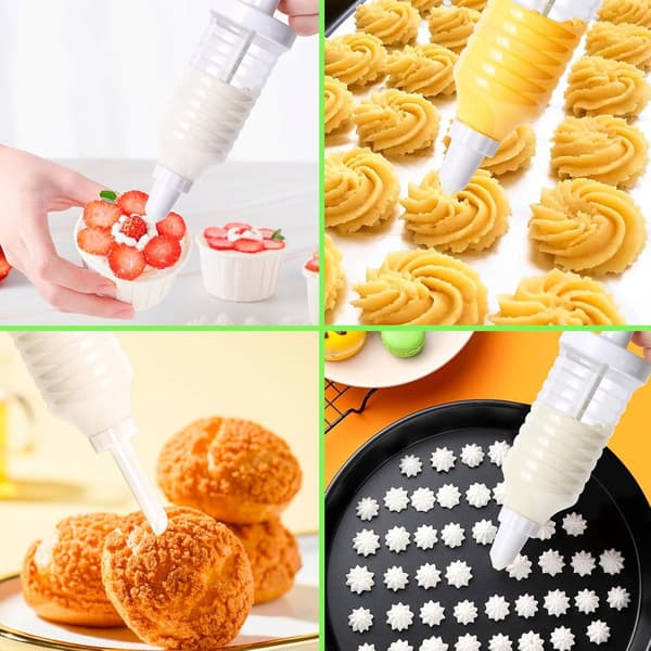 Suuker - Cake Decorating Gun - Reusable - Cake Decorating Set - Piping Nozzles - Icing - Pastry Tip Set - 8 - Nozzles