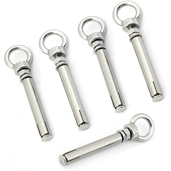 Expansionsögonskruv M6x80mm skruv med rostfritt stål lyftring 5-pack