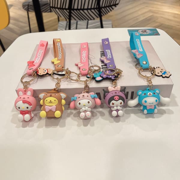 2 stk. barnenøkkelring, Cinnamoroll-nøkkelring, nøkkelbrikke tilbehør