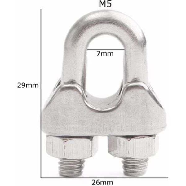 12 rustfri stål kabelbindere til wirer med en diameter på 5 mm (M5)