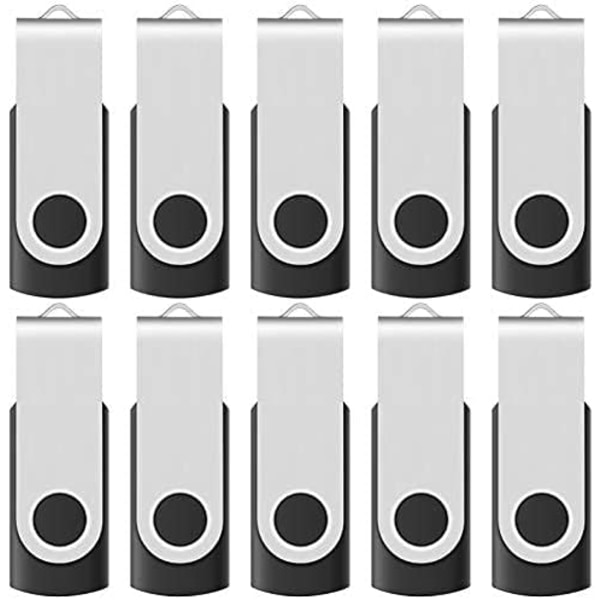 IC 16 GB USB 2.0 Flashdrev Svingbar Thumb Drive Bulk 10-pak, 12 Aftagelige Hvide Etiketter (Sort)
