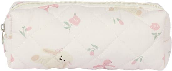 Skycases 3-pak makeuptaske sæt, quiltede kosmetiktasker i bomuld med lynlås, blomstrede rejsetoilettasker til kvinder, pink