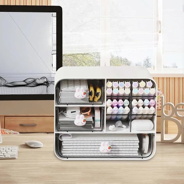 Cute Desk Organizer | Transparent Desk Accessories | Table Organizer Shelf, Home