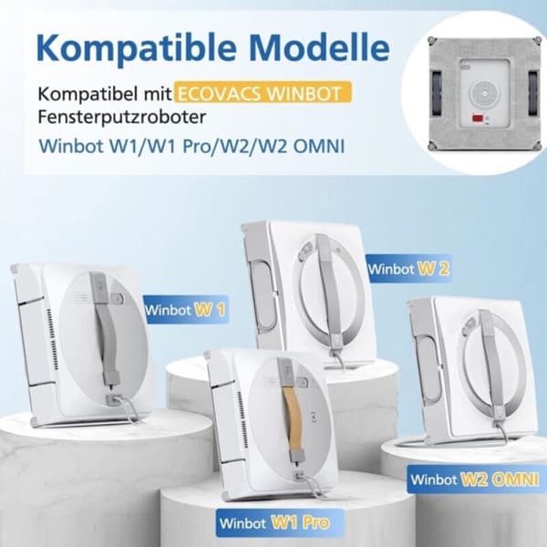 6 vaskbare mikrofiberrengjøringsputer for Ecovacs Winbot W1/W1 Pro/W2/W2 Omni vindusroboter