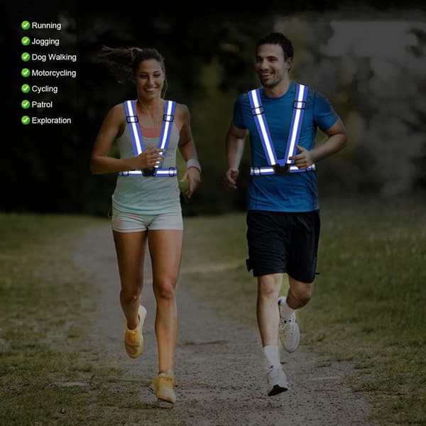 2-pack reflekterande säkerhetsvästar med hög synlighet, justerbar löparutrustning för cykling, jogging, promenader och nattträning, blå