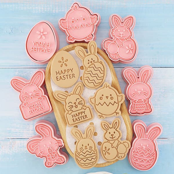 IC 8 stk/sett påskekakeform Egg Biscuit Form 3D Cartoon Bunny M