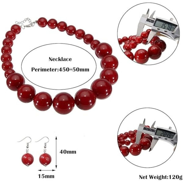 IC Mode Stor Stor Simulert Perle Statement Halskjede Perler Kjede Choker Krage Hakelapp Halskjede Ørepynt Sett