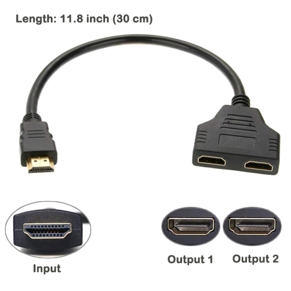 IC HDMI-jakajakaapeli uros 1080P naar dubbele HDMI-naaras 1 tot 2-weg H
