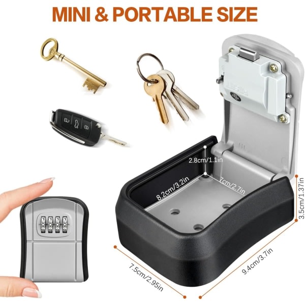 Nyckelboks Väggmontert Mini Outdoor Key Safe med återställningsbar IC