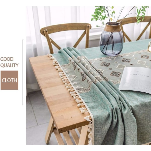IC Rektangulär Fläcktålig Bordduk Broderad Linne Bomullsduk Elegant Tryckt Duk i Kinesisk Stil (Rektangulär/Oval, 140 x 180 cm)