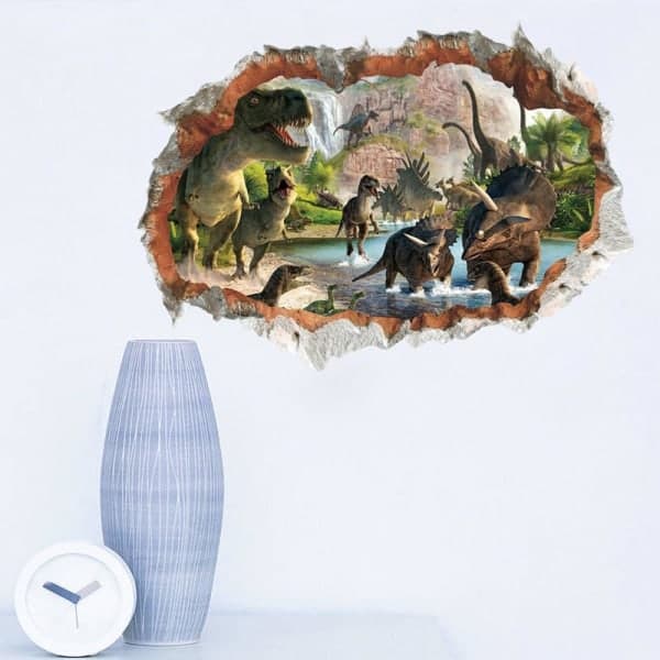 Veggdekor Dinosaurier i elven 3D Veggdekor 3D Effekt 3D IC