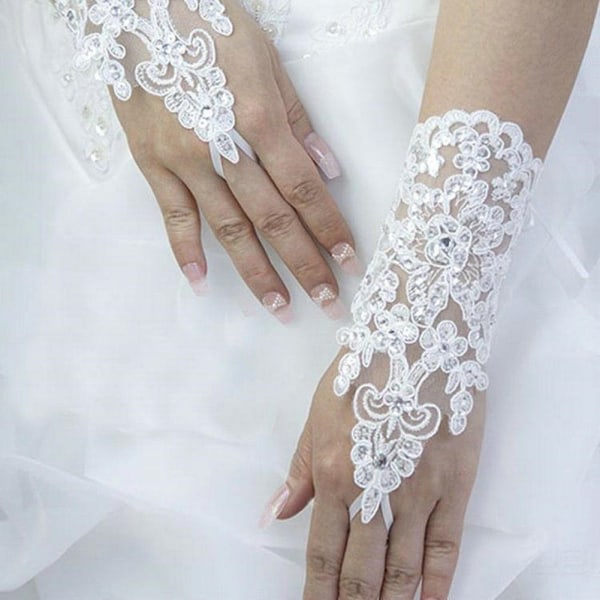 IC Spetskrok Fingerbroderade pärlstavshandskar Nytt kort bröllop