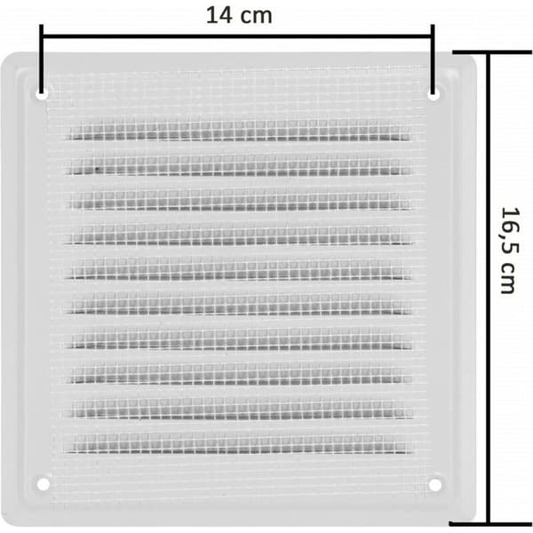 Luftventil 14x14 cm Rektangulær Utvendig Ventilgitter med Myggnetting Metallisk Vetiver