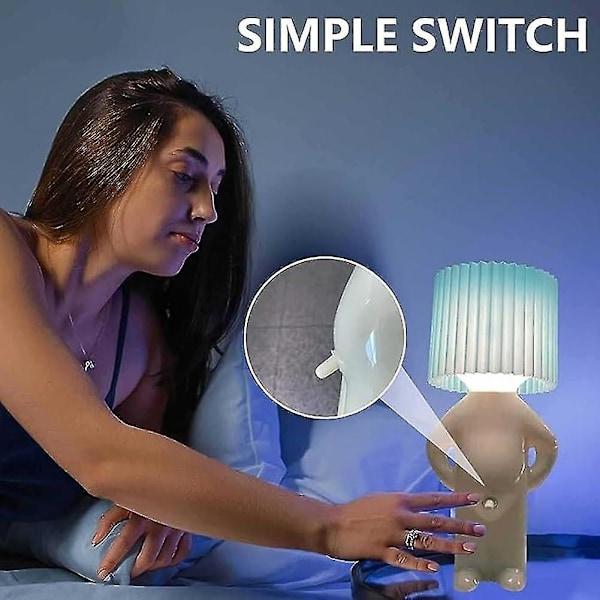 Kreativ lampe Fræk dreng Genert mand Lille natlampe Boligindretning EU-stik, Sort