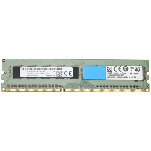 8GB RAM Hukommelse 2RX8 1.35V DDR3 PC3L-12800e 1600MHz 240 Pin ECC Ubufferet til Server Workstation