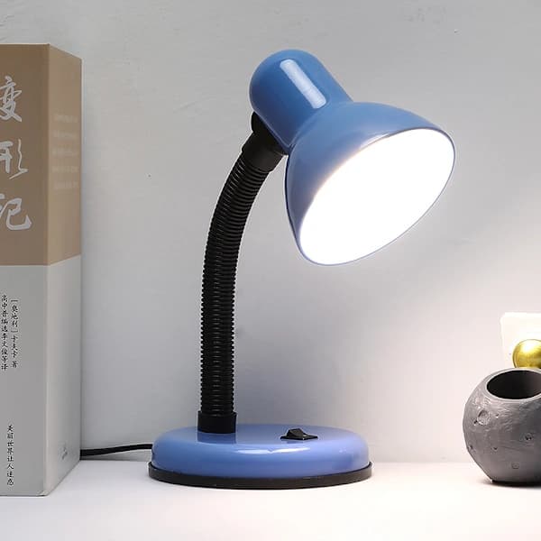 LED utskiftbar lyspære øyebeskyttelse leselampe skrivebordslampe plug-in studenthjem skrivebord studie gammeldags sengelampe skrivelys blå 5 fliser hvitt lys blue 5 tile white light