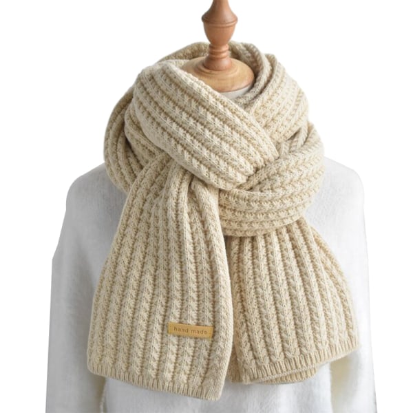 Chunky Knit Scarf, varma och mysiga mjuka vintersjalar för kvinnor beige