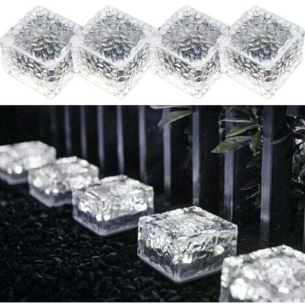 4-pak Solcelle PVC Murstenslamper Køligt Hvidt Lys, LED Solcelle Murstenslamper med Lyssensor, On/Off Solcellelamper til Udendørs Havepynt