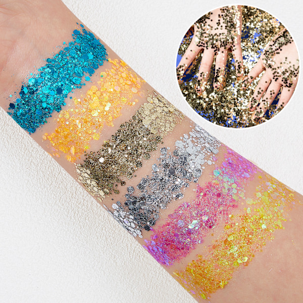 Gränsöverskridande heta paljettgel glitterpulver sjöjungfru limfri patch barnföreställning nattklubb scen smink makeup 24 color box-12