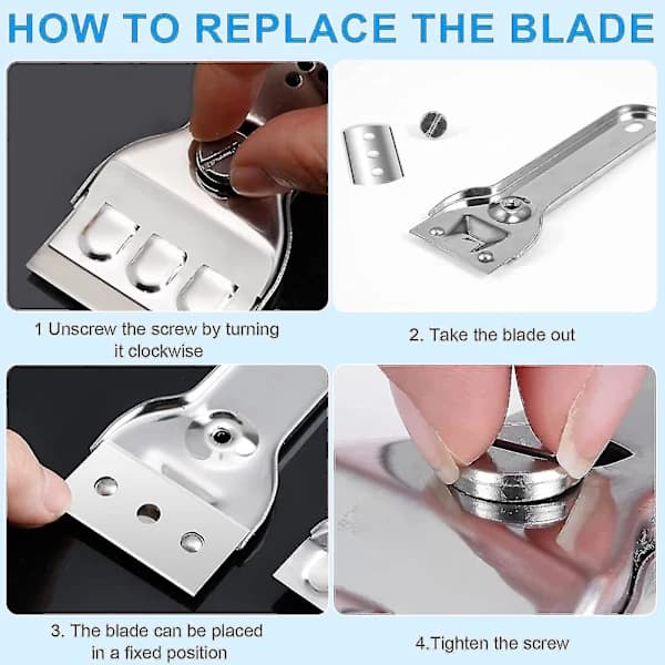 Stainless Steel Ceramic Hob Scraper, Glass Scraper for Induction Cooker, Hob Scraper with 20 Blades, For Windows/Mirrors