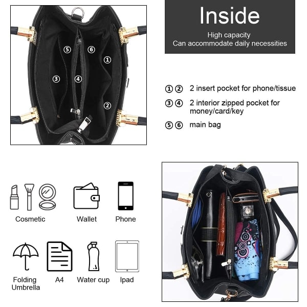Damer vesker med topphåndtak, Håndveske Dame Elegant Crossbody