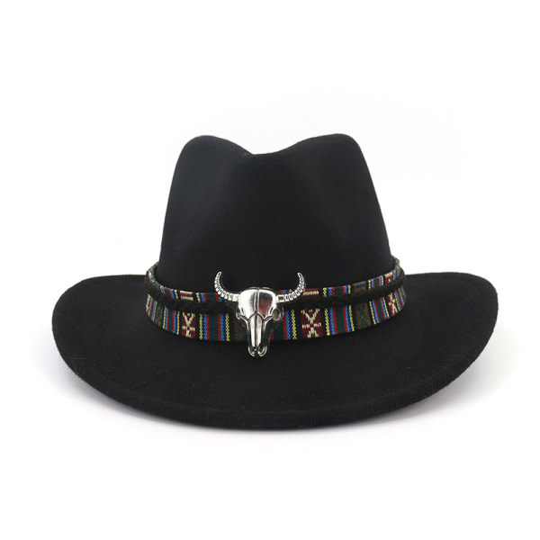 Cowboy-hattu Stetson-tyyli Fedora Kesä Bredreunainen Lakki Musta