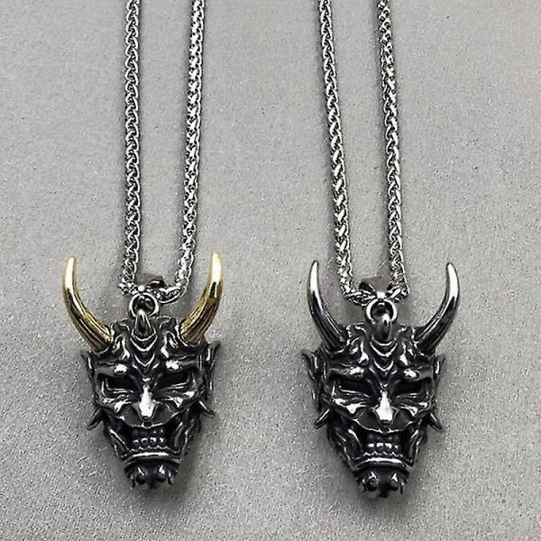 Goottilainen Japanilainen Viha Hannya Aave Kallo Mask Rinnassa Rihma Kaulakoru Miehille Vintage Punk Kallo Kaulakoru Rock Korut Lahjat Hänelle Kulta