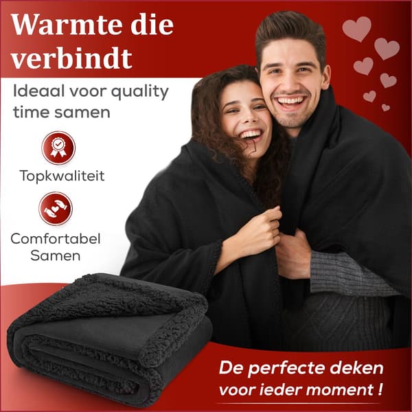 Vandtæt Intimt Tæppe 100x145 cm Blødt Vaskbart Sherpa Fleece Kærlighedstæppe til Seng og Sofa, Sort, til Par Dateaftener og Massage