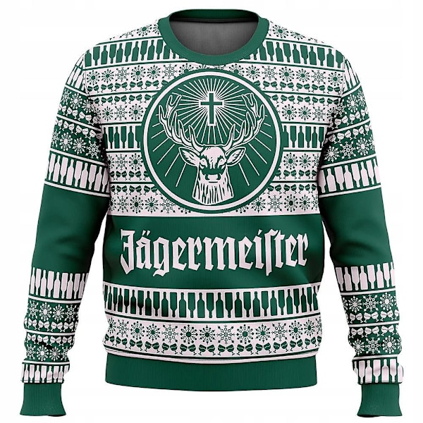 Bebetter Jagermeister Karnevaali Joulupaita Miesten 3D Neule Vihreä Green 5XL