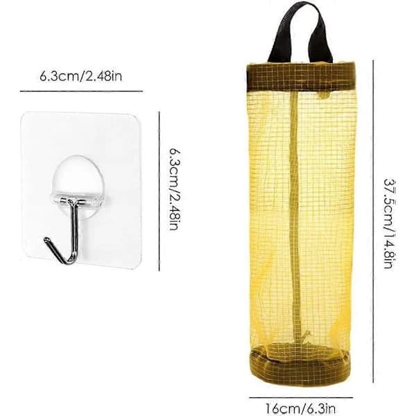 Plastic Bag Holder, 4 Pcs Foldable Household Breathable Hanging Mesh Bag Organizer with 4 Pcs Hooks for Home and Kitchen