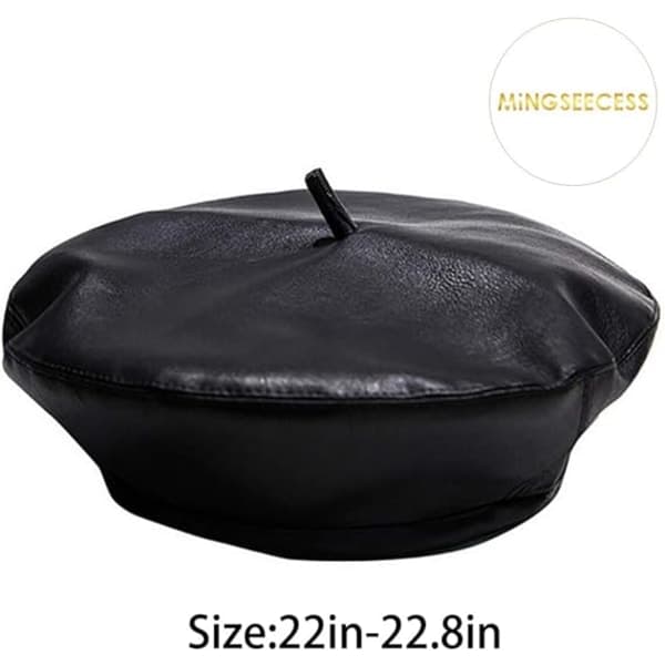 IC PU-läder basker, fransk svart casual mössa