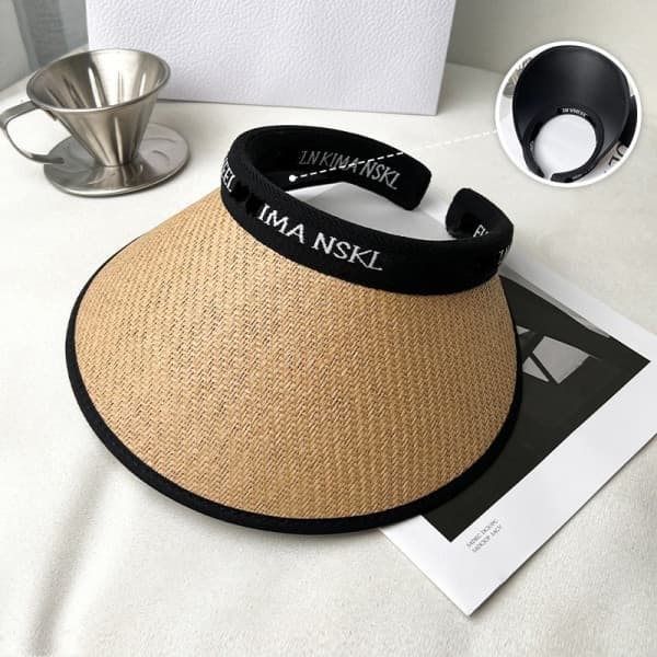 IC Sommer Stråhatte Dame Strand UV-beskyttende Tom Top Sol Beige