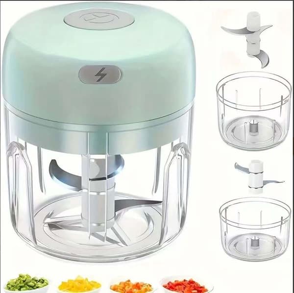 Mini elektrisk foodprocessor USB genopladelig 250 ml enhånds grøntsags- og hvidløgshakker bærbar køkkenprocessor grøn