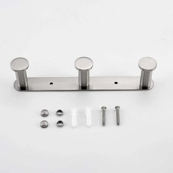 Wall Mounted Towel Hook Coat Hooks with Hooks 304 Stainless Steel Wall Mounted Towel Rack Hooks for Bathroom and Kitchen Doors (3 Hooks, Brushed)