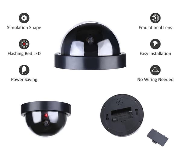 2 premium dummy LED-säkerhetskameror med rörelsesensorer – svarta, batteridrivna, inomhus/utomhus