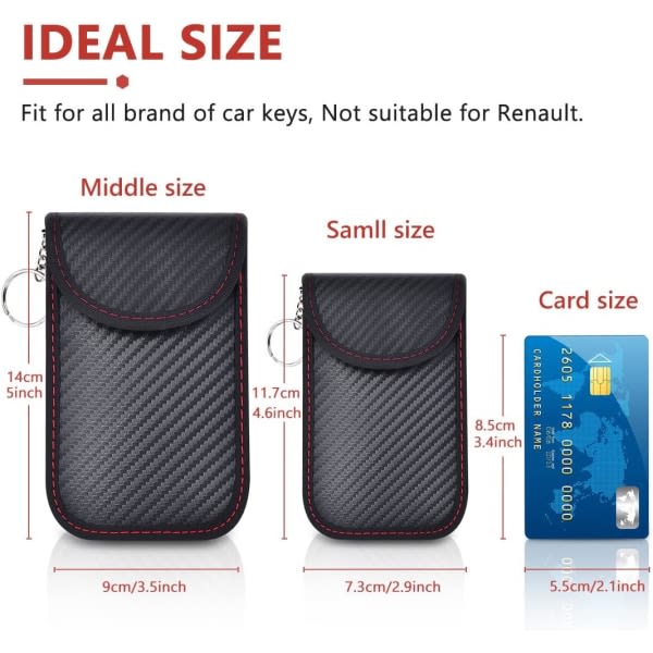 Set med 2 RFID-signalblockerande fickor för bilnycklar, Anti-RFID Pro IC