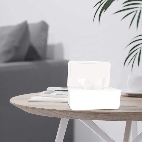 IC Serviettdispenser, støvtett vevboks, etui for våtservietter, dispenserholder med lokk for hjemmekontor (hvit)