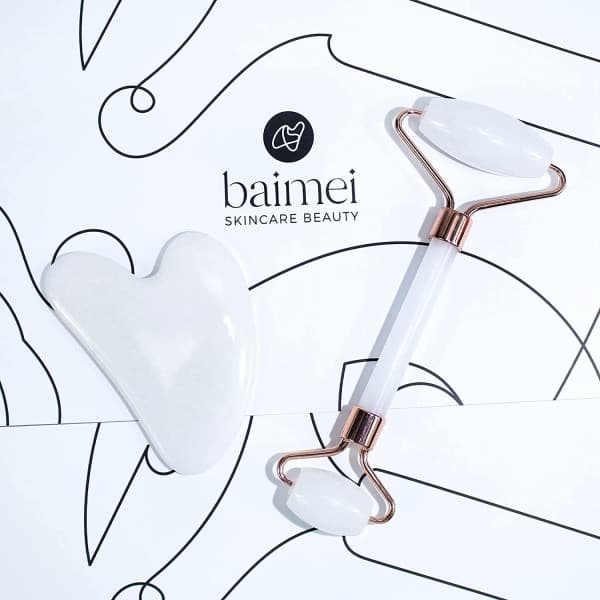 IC Jade Roller & Gua Sha, Ansiktsrulle, Facial Beauty Roller - Vit