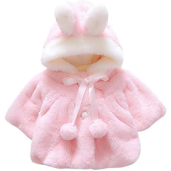 Vintervarm Barn Baby Flickor hettefrakk Småbarn Baby Girl Ytterkläder Antrekk Kläder Rosa 90cm