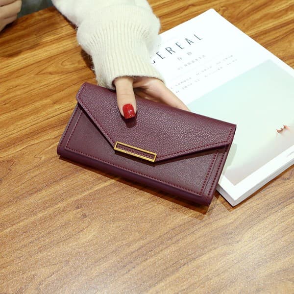 IC Pu Læder Clutch Lang Pung Kreditkort Holder