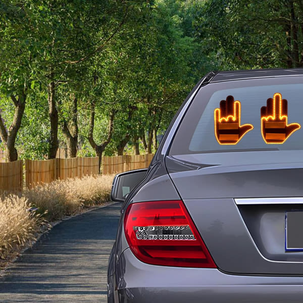 Mellanfingerbilljus, Road Rage LED-skylt for bil, Glogesturhandljus, Lyser opp langfinger for bilvindu med fjernkontroll, lastbilstillbehör B