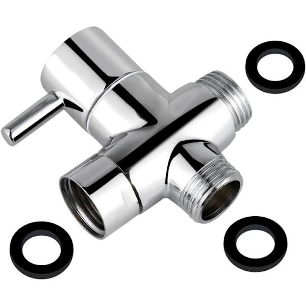 3-vejs ventil G1/2 Massiv messing bruseaflederadapter Universal montering Poleret krom reservedel til brusesystem