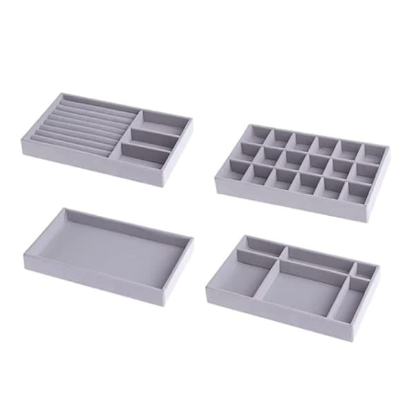 IC Smykkeskrin Organizer, Stabelbare Smykker Tilbehør Sett med 4 Skuffer Organizer Ørepynt Ring Display Organizer