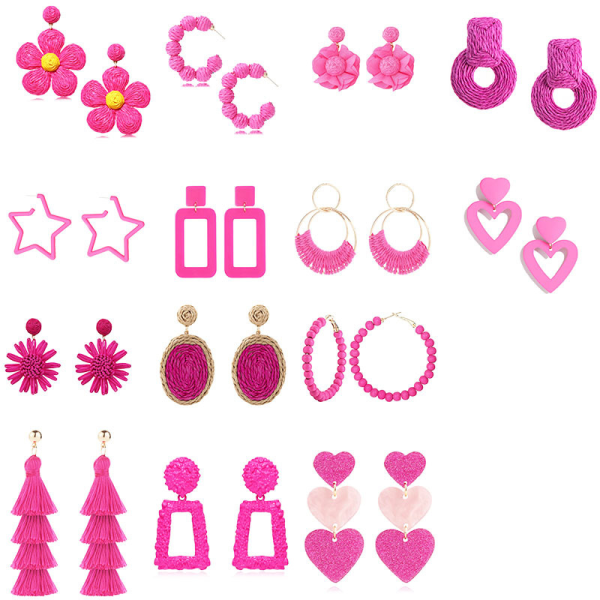 IC Barbie Rosa örhängen Rose Red Geometriska mångsidiga örhängen Holi 6