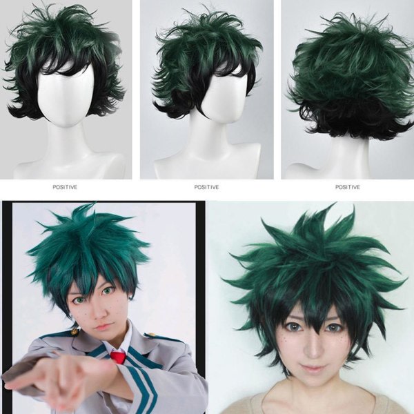 IC Cosplay- parykk Anime My Hero Academia Deku Izuku Midoriya Grønn Sho zy