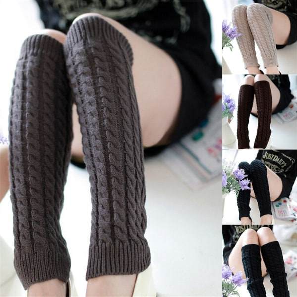 IC Dam Vinterstickade Virkade Stickade Benvärmare Legging Boot Cov Svart